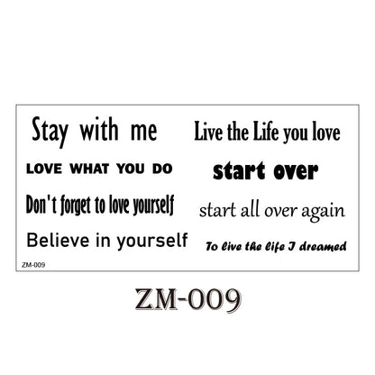 10 Sheets Small English Letter Waterproof Temporary Tattoo