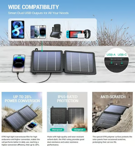 🔥2025 Hot Sale🔥USB port 20W5V portable solar foldable battery panel