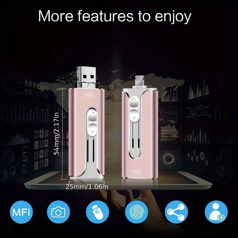 16GB~1TB Micro USB + MFi Certified Lightning + 8 Pin + USB 3.0 ⚡4 in1 Flash Drive for iPhone/iPad/Android/PC⚡