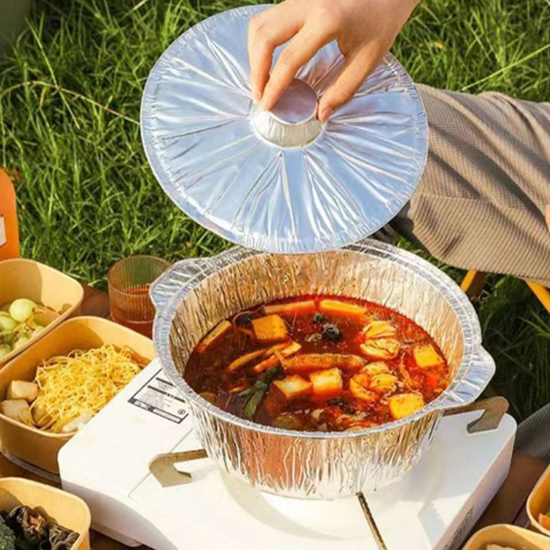 Large capacity picnic tin foil pot with lid (reusable)