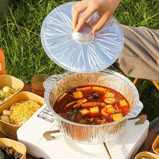 Large capacity picnic tin foil pot with lid (reusable)