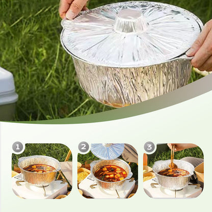 Large capacity picnic tin foil pot with lid (reusable)