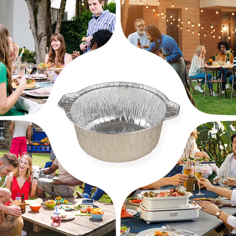 Large capacity picnic tin foil pot with lid (reusable)