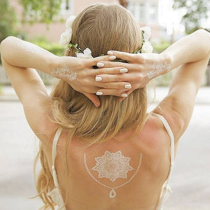 Elegant White Lace Tattoo Stickers 3 PCS Set
