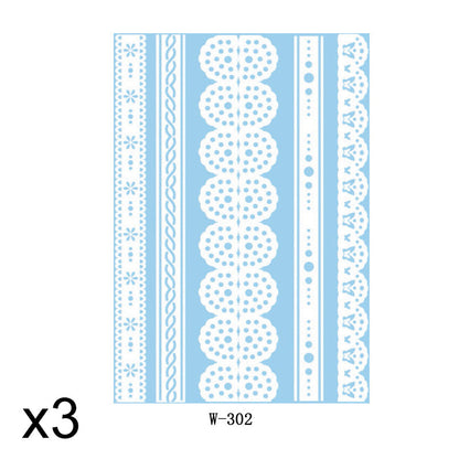 Elegant White Lace Tattoo Stickers 3 PCS Set