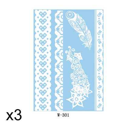 Elegant White Lace Tattoo Stickers 3 PCS Set