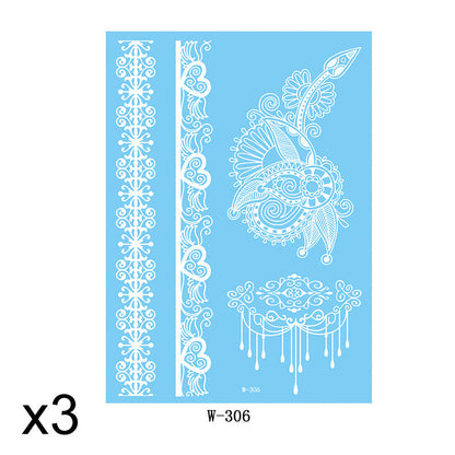 Elegant White Lace Tattoo Stickers 3 PCS Set