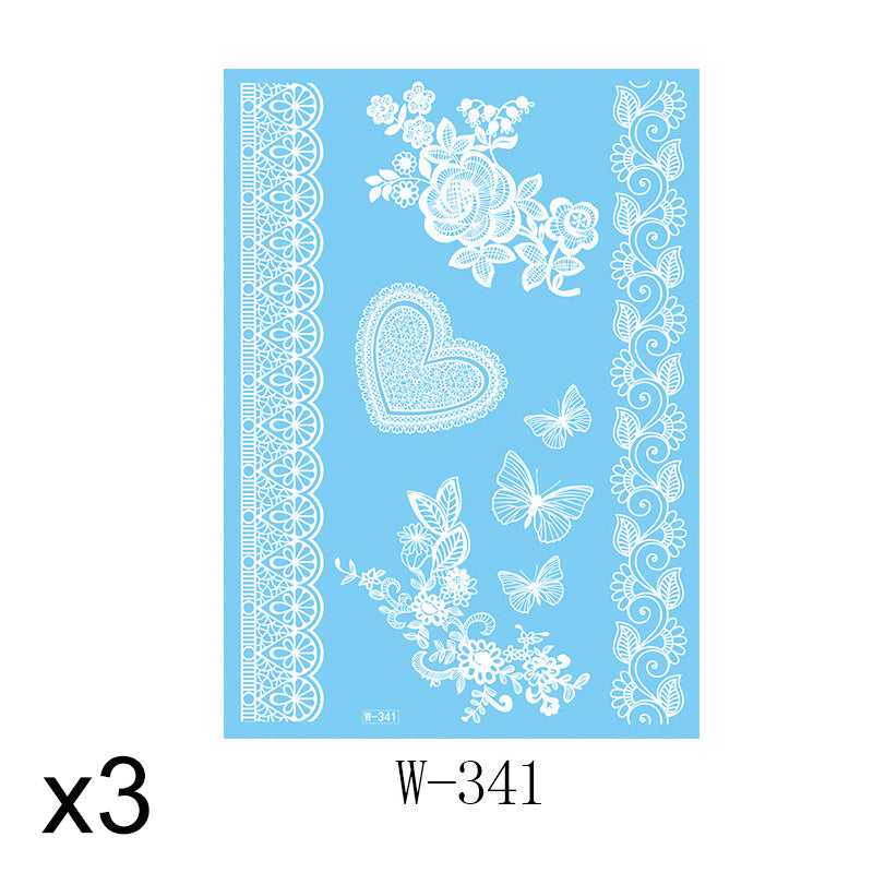 Elegant White Lace Tattoo Stickers 3 PCS Set