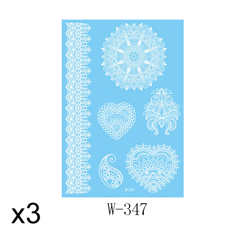 Elegant White Lace Tattoo Stickers 3 PCS Set