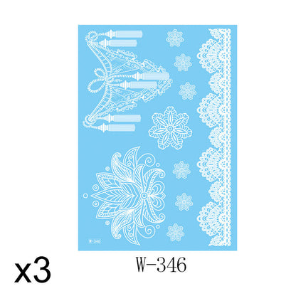 Elegant White Lace Tattoo Stickers 3 PCS Set