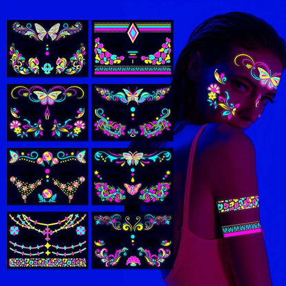 Colorful Fluorescent Waterproof Temporary Tattoos Stickers
