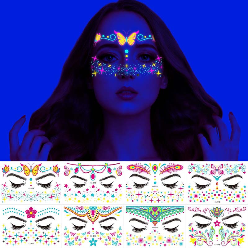 Colorful Fluorescent Waterproof Temporary Tattoos Stickers