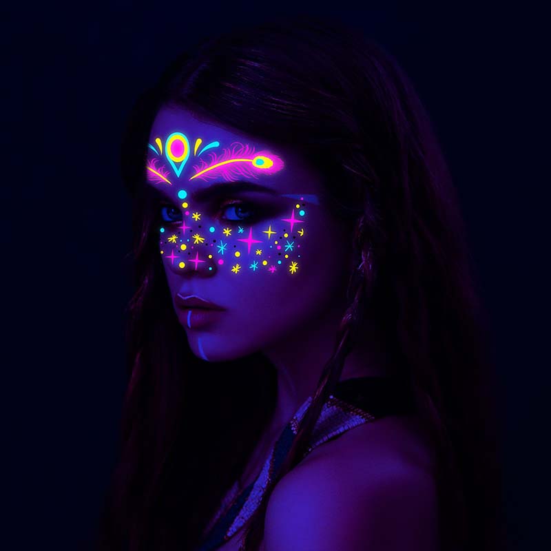 Colorful Fluorescent Waterproof Temporary Tattoos Stickers