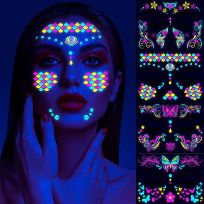 Colorful Fluorescent Waterproof Temporary Tattoos Stickers