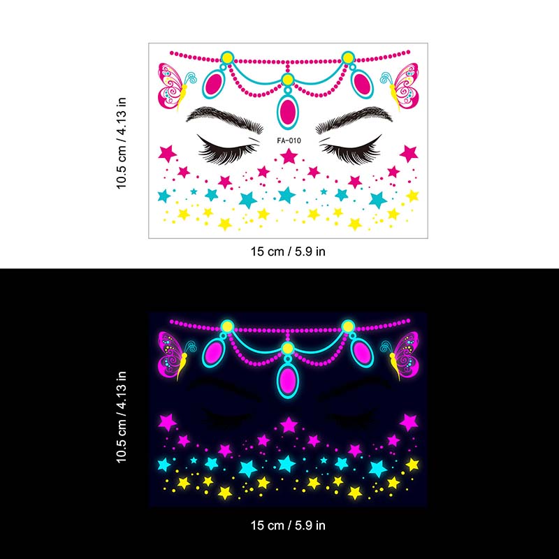 Colorful Fluorescent Waterproof Temporary Tattoos Stickers