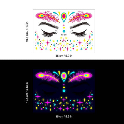 Colorful Fluorescent Waterproof Temporary Tattoos Stickers