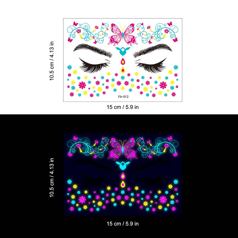 Colorful Fluorescent Waterproof Temporary Tattoos Stickers
