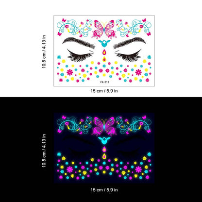 Colorful Fluorescent Waterproof Temporary Tattoos Stickers
