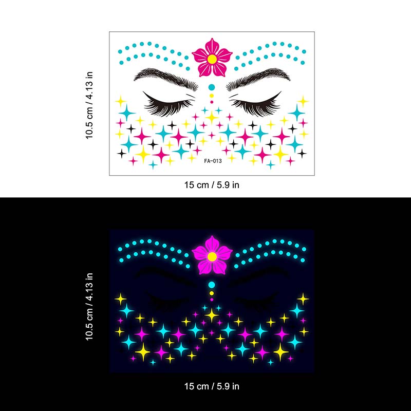 Colorful Fluorescent Waterproof Temporary Tattoos Stickers