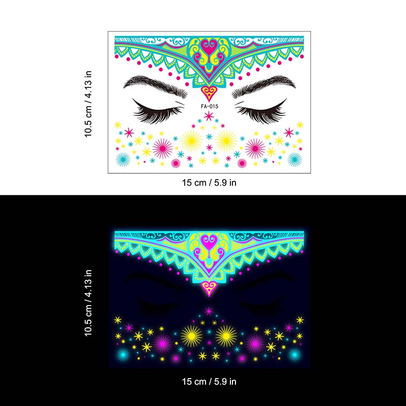 Colorful Fluorescent Waterproof Temporary Tattoos Stickers