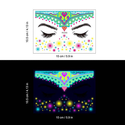Colorful Fluorescent Waterproof Temporary Tattoos Stickers