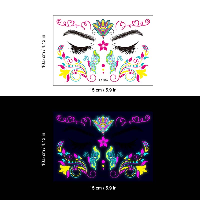 Colorful Fluorescent Waterproof Temporary Tattoos Stickers