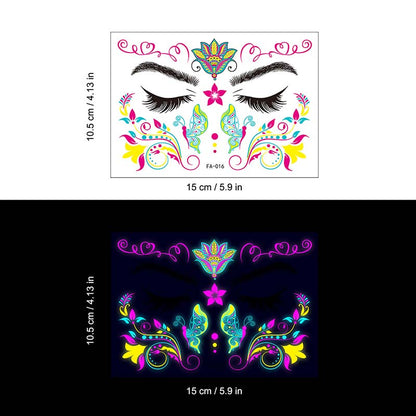 Colorful Fluorescent Waterproof Temporary Tattoos Stickers