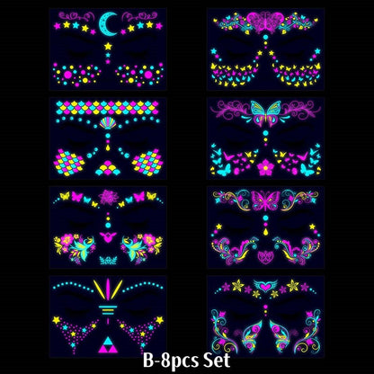 Colorful Fluorescent Waterproof Temporary Tattoos Stickers