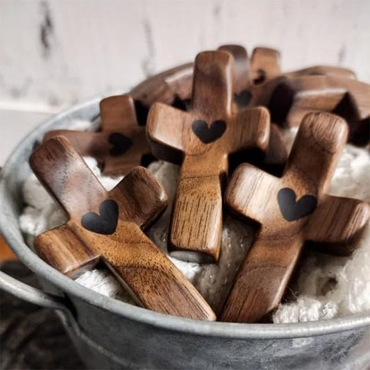 Heart Pattern Wooden Cross - Gift of Encouragement